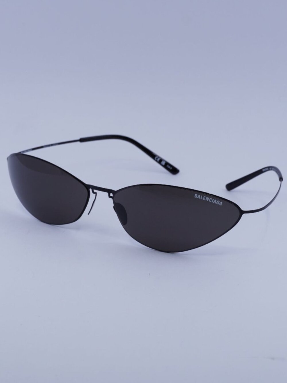 Balenciaga BB0350S 001 Sunglasses Black Cat Eye Frame, Grey Lenses